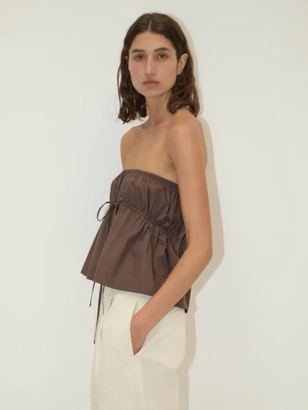 NWOT Deiji Studios Cotton Strapless Top